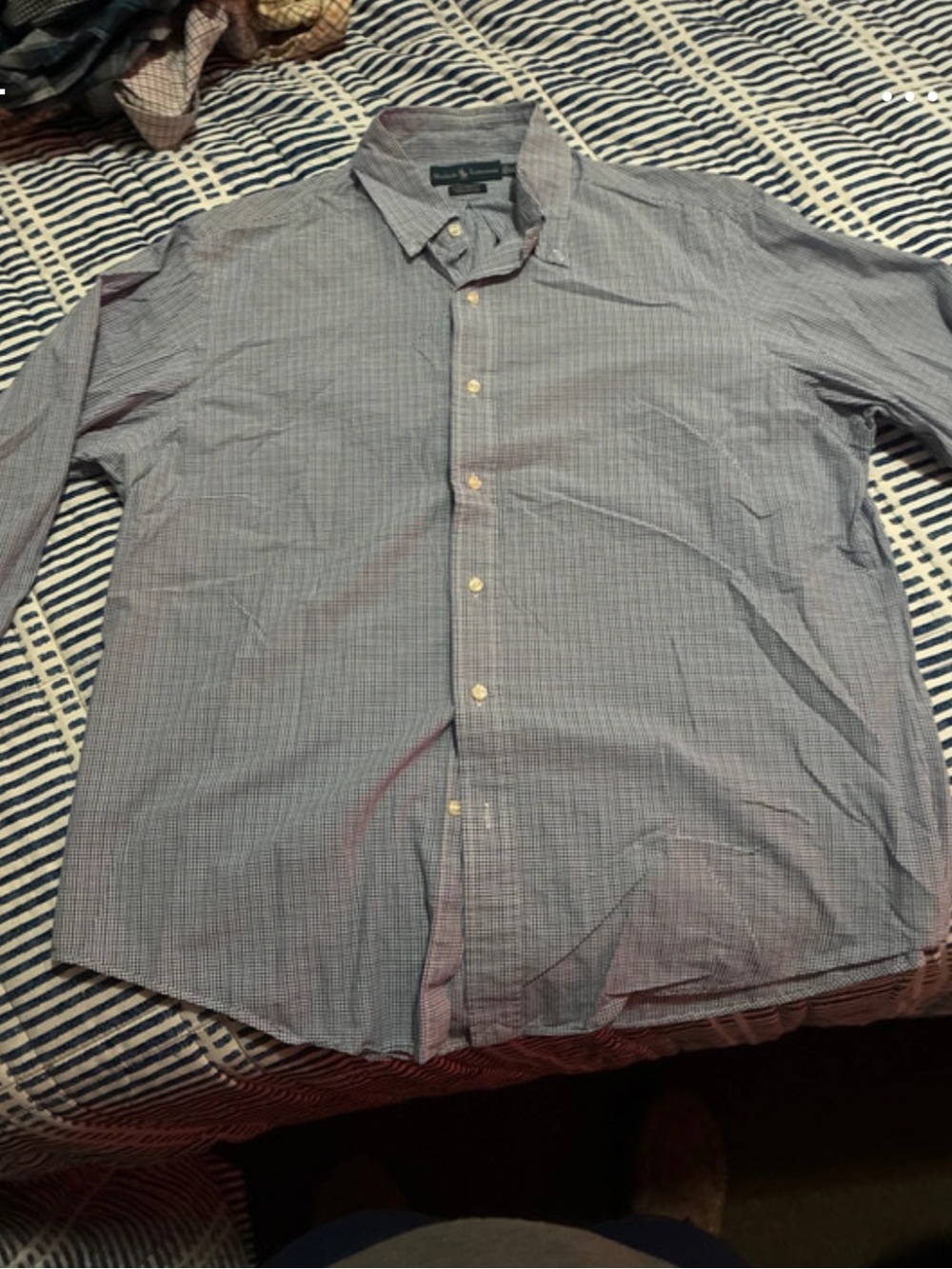 Ralph Lauren Men's Light Blue Micro-Check Button-Down Shirt